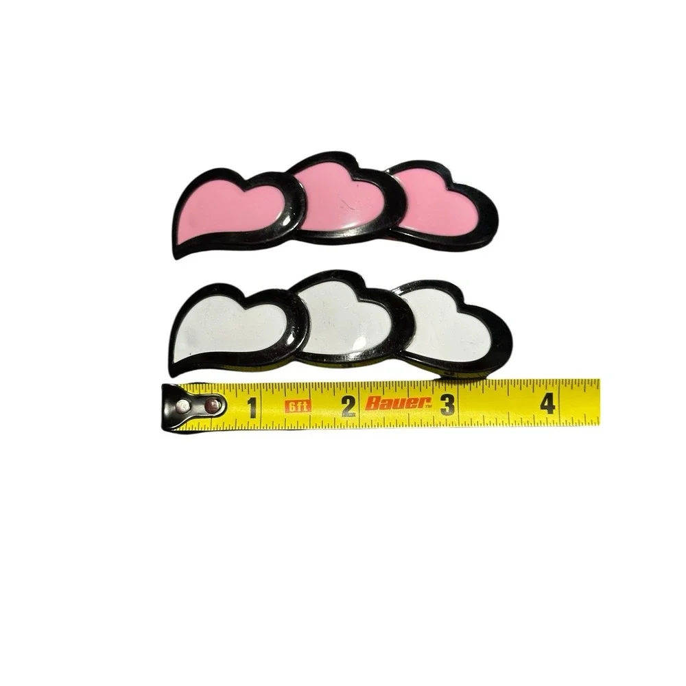 NEW‎ hair accessories white black pink hearts retro vintage clips set of 2